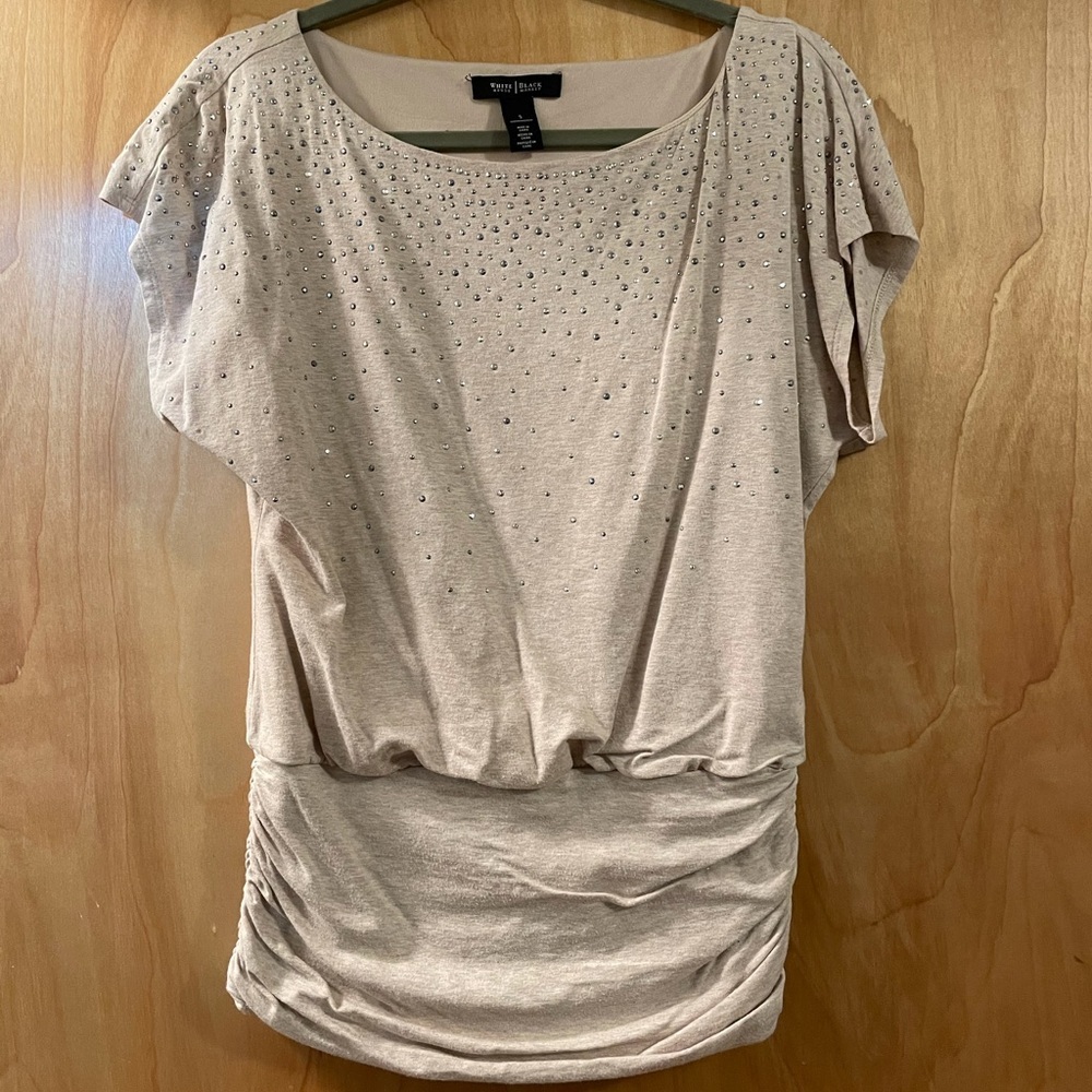 White house black market beige blouse size small